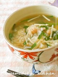 蟹缶とニラとエノキの簡単雑炊-レシピのメイン写真