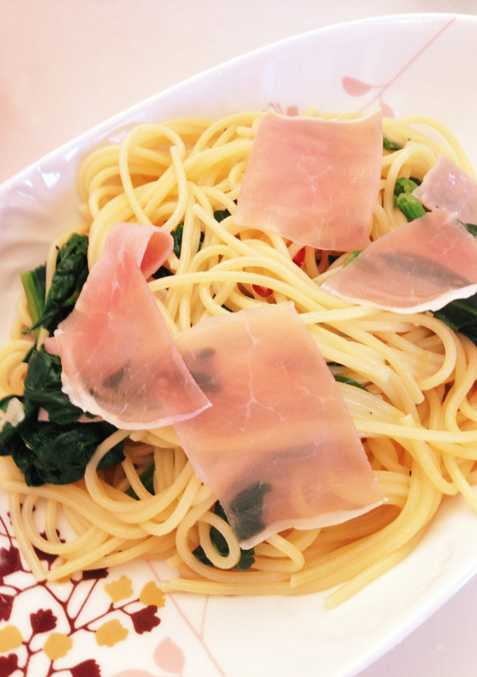 生ハムとほうれん草のパスタ-レシピのメイン写真