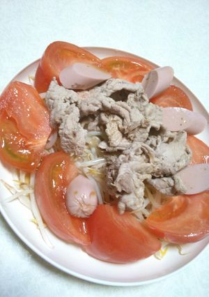 豚肉魚ニソもやしトマトサラダ-レシピのメイン写真