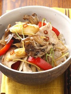 マイタケと豚肉の簡単しょうが焼き丼-レシピのメイン写真