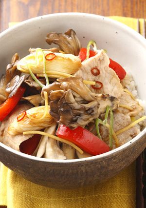 マイタケと豚肉の簡単しょうが焼き丼-レシピのメイン写真