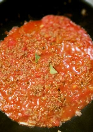 ひき肉と玉ねぎとトマト缶でミートソース-レシピのメイン写真