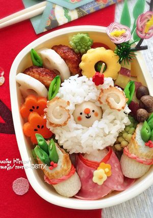 キャラ弁☆簡単♪お正月ひつじ弁当-レシピのメイン写真