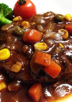 ビーフシチュールーで簡単煮込みハンバーグ-レシピのメイン写真