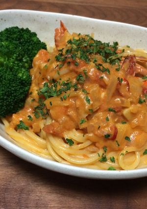 ワタリガニのトマトクリームパスタ-レシピのメイン写真