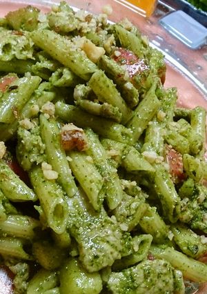 りんごと豚肉のペンネ☆春菊のジェノベーゼ-レシピのメイン写真