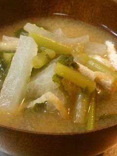 大根と油揚げのお味噌汁(大根の葉入り)-レシピのメイン写真