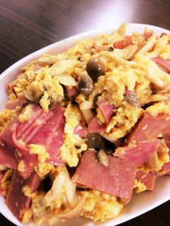 ハムときのこの卵炒め-レシピのメイン写真
