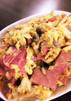 ハムときのこの卵炒め-レシピのメイン写真