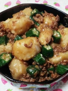 挽き肉と里芋オクラのネバネバ煮♪-レシピのメイン写真