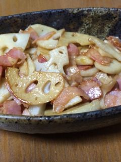簡単!れんこんとベーコンのバター醤油炒め-レシピのメイン写真