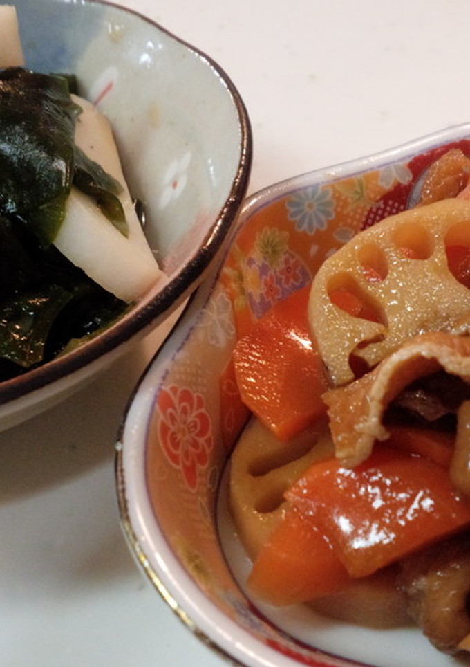 一液で二品♪蓮根の煮物＆ワカメの和え物-レシピのメイン写真