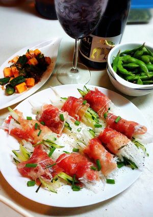 生ハムと千切り野菜のサラダおつまみ～♪-レシピのメイン写真