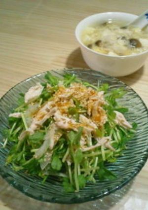 鶏ささ身の無駄無し茹で方でサラダとスープ-レシピのメイン写真