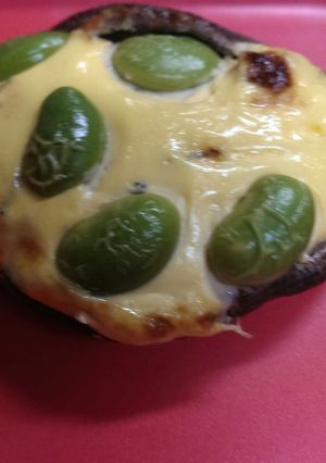 しいたけカップと鮭じゃこ空豆のマヨ焼き-レシピのメイン写真
