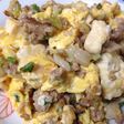 ぎょうざのたねの残りで玉子とじ