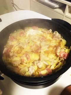 手間5分♡白菜のあつあつ卵とじ鍋-レシピのメイン写真