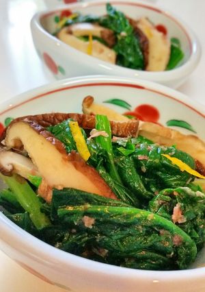 焼き椎茸とほうれん草のお浸し-レシピのメイン写真