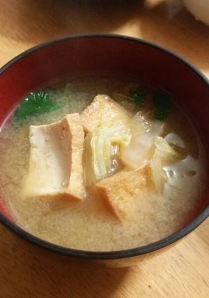 厚揚げと白菜の味噌汁-レシピのメイン写真