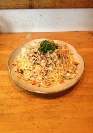 蟹と干し椎茸の和風パスタ-レシピのメイン写真