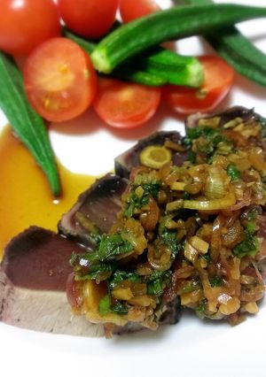 黒酢が決め手♪鰹のたたき香味だれ-レシピのメイン写真