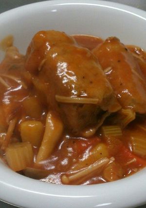 りんごサツマイモ豚肉ロールトマトソース煮-レシピのメイン写真