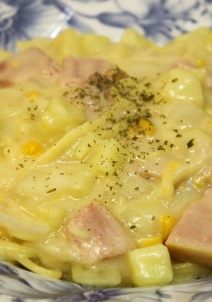 角切りベーコン入り♪コーンクリームスパ-レシピのメイン写真