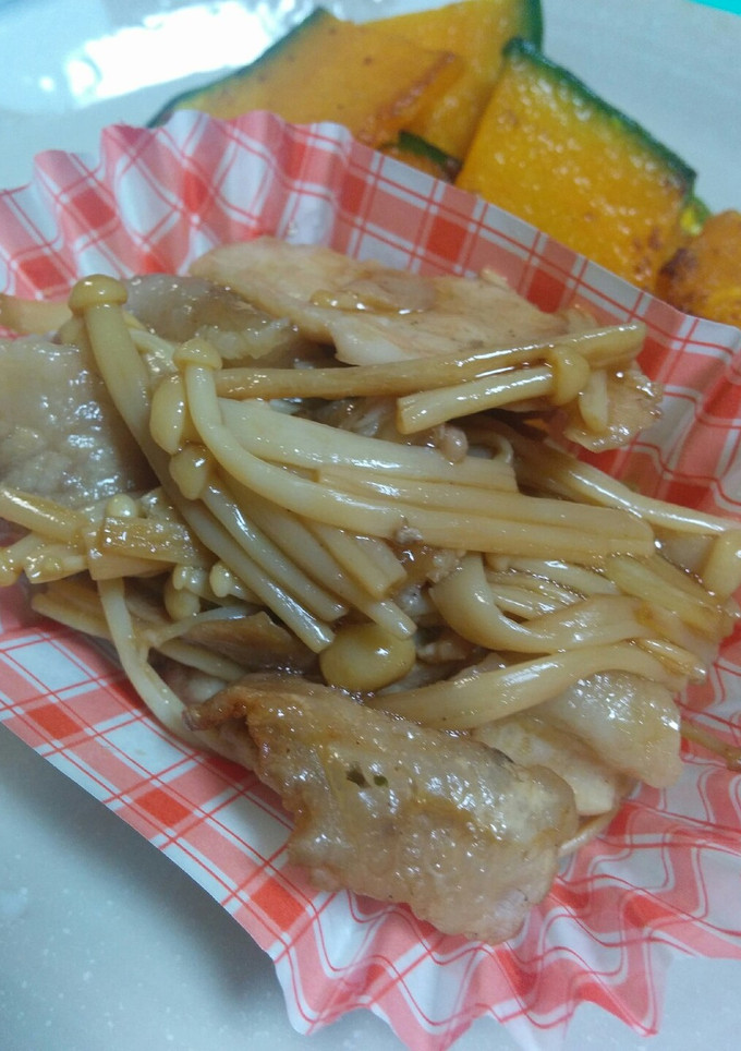 ふだえのき！豚肉とえのき茸の炒めもの-レシピのメイン写真