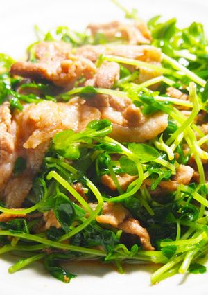 豆苗と豚バラのうま味炒め-レシピのメイン写真