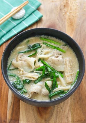 絶品♡豚バラとニラのごま味噌豆乳うどん-レシピのメイン写真