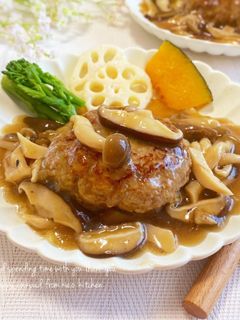 ❀和風キノコ餡かけ☆煮込みハンバーグ❀-レシピのメイン写真