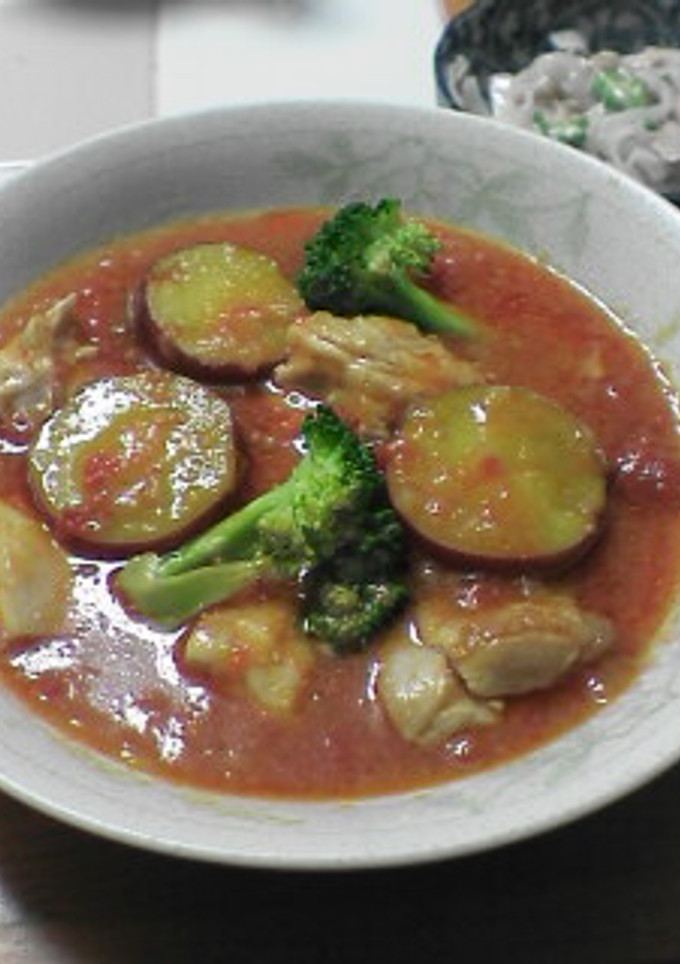 鶏肉とさつまいものトマト煮込み-レシピのメイン写真