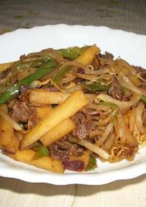 簡単!めちゃウマ!さつま芋と牛肉の炒め物-レシピのメイン写真