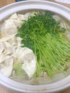 残業の日に!豆苗とワンタンのお手軽鍋♪-レシピのメイン写真