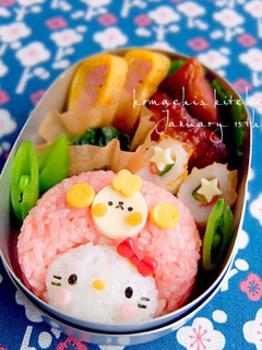 幼稚園 キャラ弁♡ひつじ キティ-レシピのメイン写真