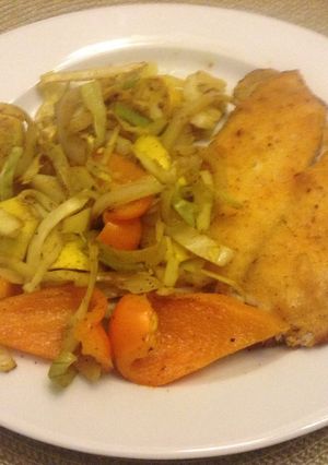 肉や魚と盛り付ける野菜-レシピのメイン写真