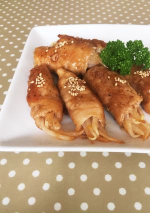 もやし豚肉巻き。ピリ辛照り焼き！お弁当に-レシピのメイン写真