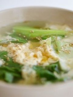 チンゲン菜とふんわり卵のごま風味スープ-レシピのメイン写真