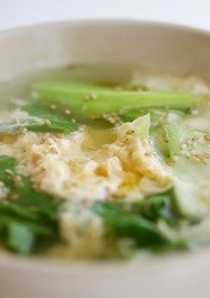 チンゲン菜とふんわり卵のごま風味スープ-レシピのメイン写真