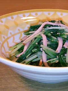 水菜とハムの にんにく炒め♬-レシピのメイン写真
