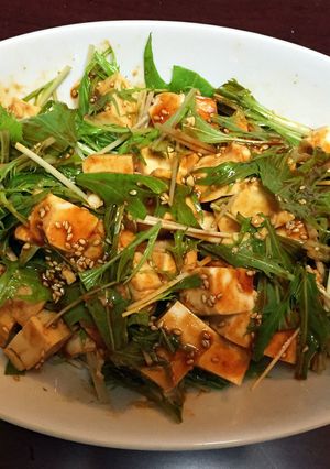 簡単！水菜と豆腐の韓国風サラダ♪-レシピのメイン写真