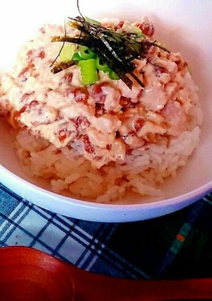 レンジで簡単ササミの納豆わさマヨ丼♡-レシピのメイン写真