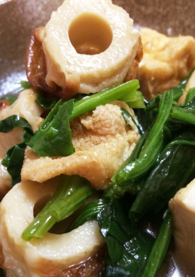 厚揚げと煮込みちくわ♡法蓮草の煮物-レシピのメイン写真