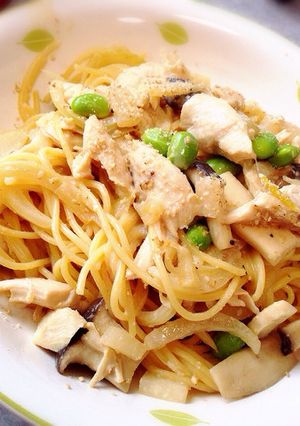 ささみと枝豆の味噌クリームパスタ-レシピのメイン写真