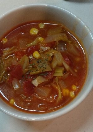 野菜たっぷりｽｰﾌﾟ翌日はﾊﾟｽﾀに変身-レシピのメイン写真
