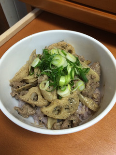 焼き蓮根とごぼうの牛丼-レシピのメイン写真