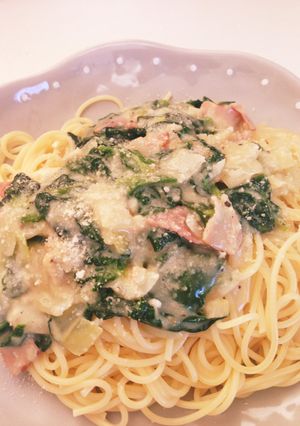 シチューの素で簡単クリームパスタ-レシピのメイン写真