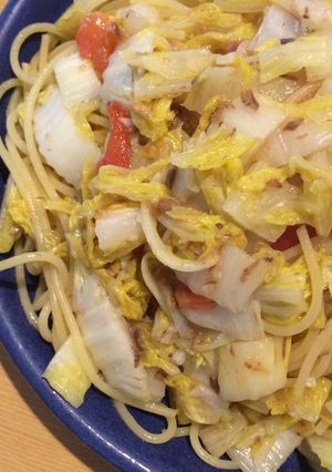 白菜とアンチョビと生トマトのパスタ-レシピのメイン写真