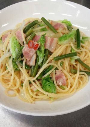 ハズさない味!?白菜とベーコンのパスタ-レシピのメイン写真