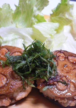 照焼つくねのれんこんはさみ焼き-レシピのメイン写真